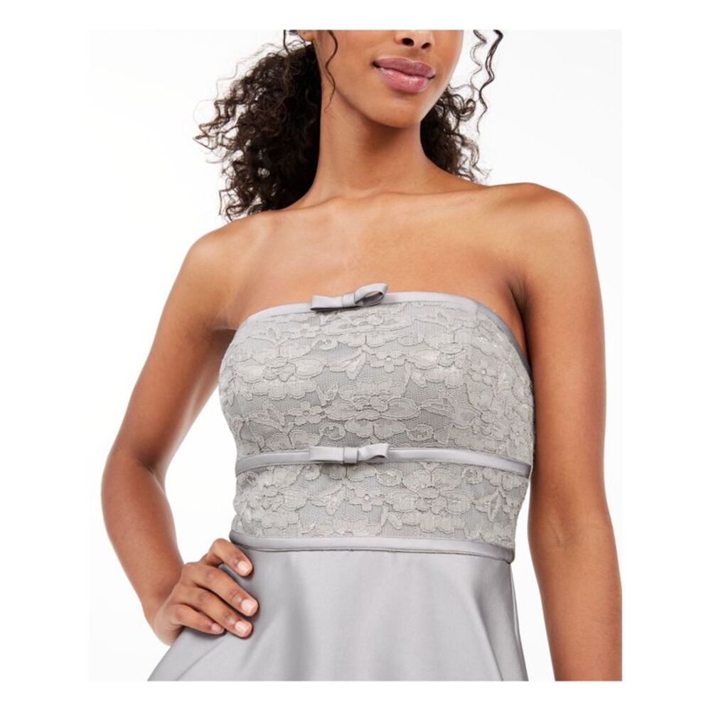 CITY STUDIO Womens Fit + Flare Short Dress Gray Sleeveless Party Juniors 5 - Picture 3 of 3